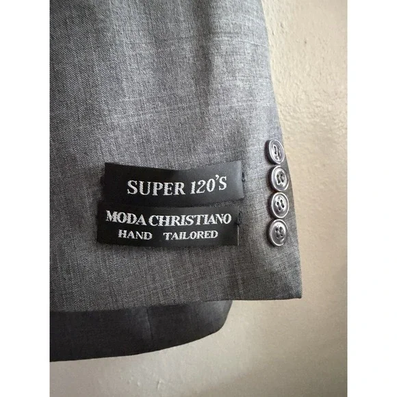 New NWT Moda Christiano Mens 40W 46R Sport Coat Blazer Jacket Super 120s‎ Grey